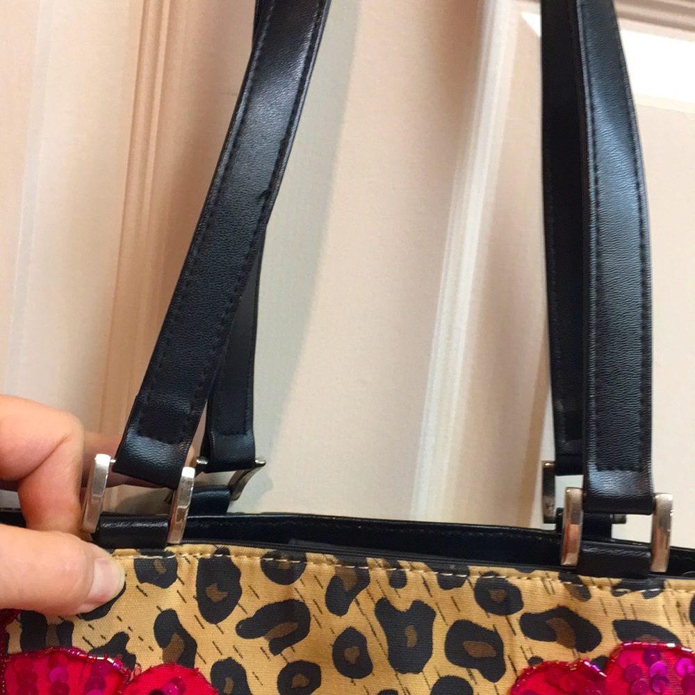 Leopard/ Sequin Hibiscus 🌺 Shoulder Bag - Picture 5 of 11